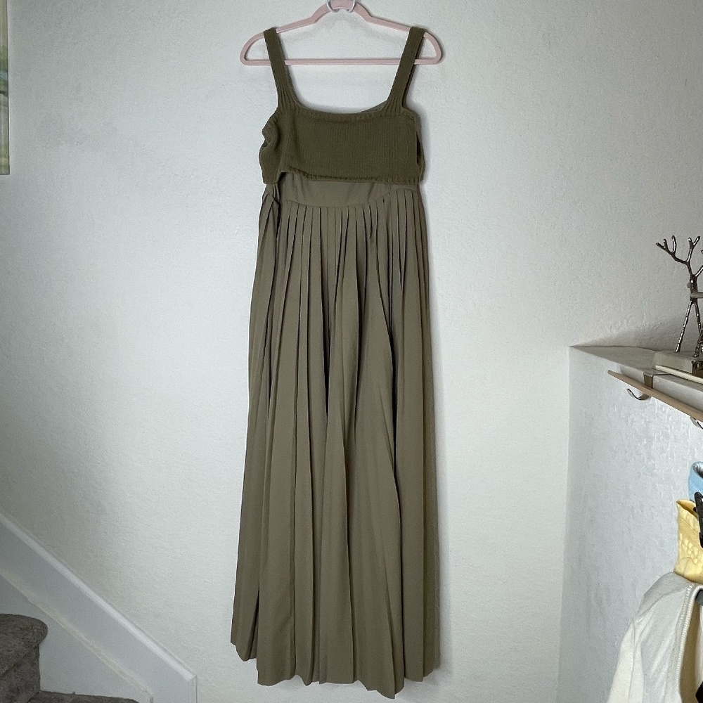 Anthropologie x Mare Mare Sleeveless Pleated Maxi Dress Size M Olive